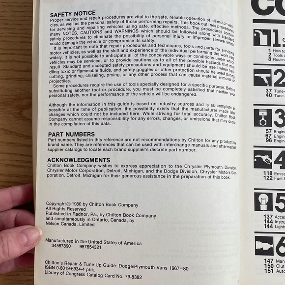 Chiltons Dodge Plymouth Vans 1967-80 Tune Up Guide Book #6934 Shop Manual Repair - Picture 4 of 5